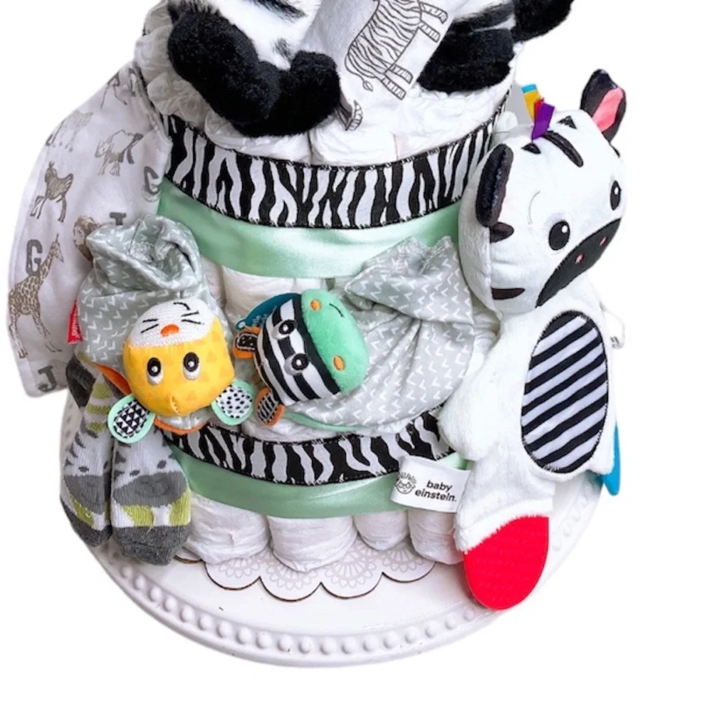 Zebra Diaper Cake, Safari Diaper Cake